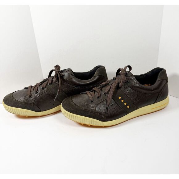 ECCO Street Retro Spikeless Golf Shoes Brown Leather Hybrid Sneaker Men 43/9-9.5 - Picture 1 of 12